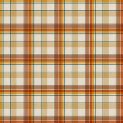 Warm Autumn Plaid Seamless Pattern in Orange and Beige Tones