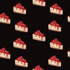 Seamless Cheesecake Slice Pattern with Berry Topping