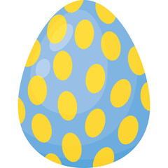 A Light Blue Easter Egg with Yellow Polka Dots on a Transparent Background with Subtle Glossy Sheen