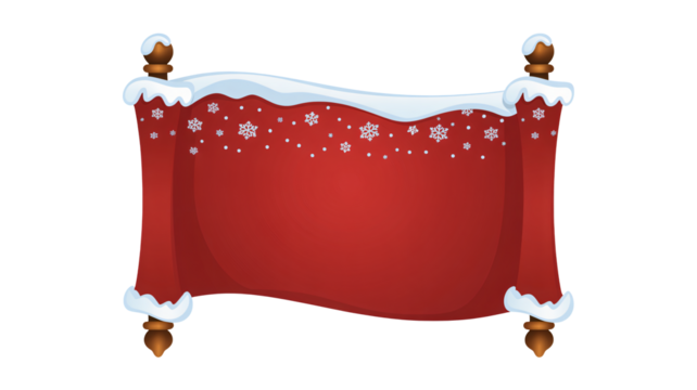 Festive holiday scroll with snowflakes and snow accents ready for your message