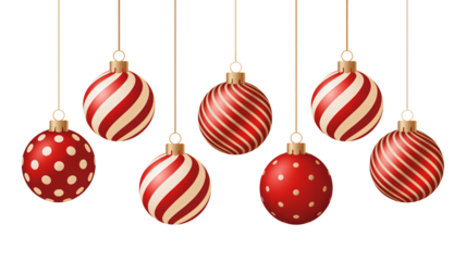 Festive red and gold Christmas ornaments create a joyful holiday season mood