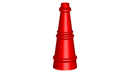 A single red king chess piece stands prominently on a black and white chessboard against a pure transparent background.