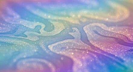 A colorful, abstract pattern with a gradient of pastel colors and a shimmering texture.