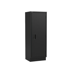 Single Black Metal Locker With Handle and Keyhole Isolated on Transparent Background for Storage and Organization