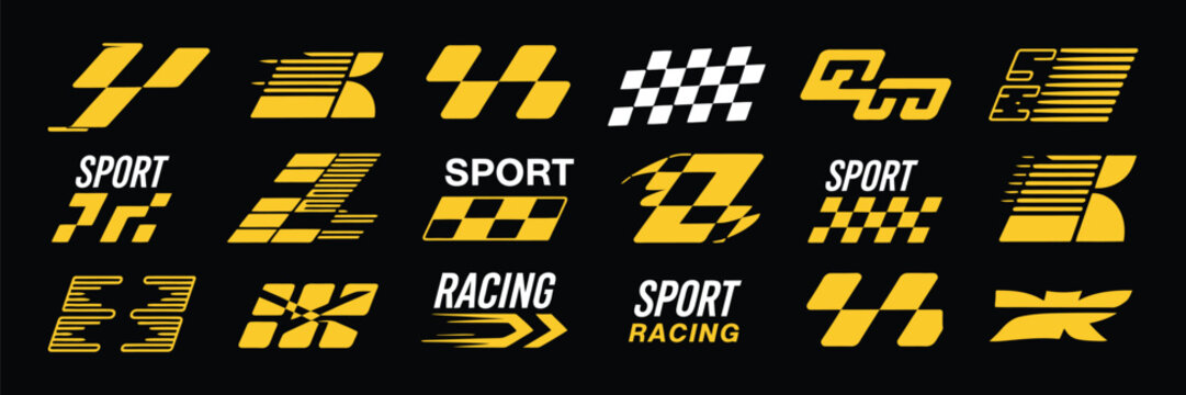 Racing car sticker vector, sport stripe decals, speed lines, and tuning graphics for car customization