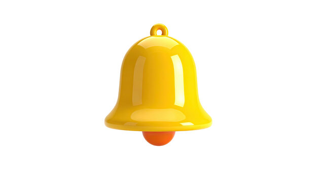 Glossy yellow notification bell with an orange clapper