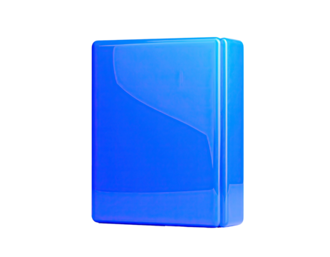 Azure block with curved indent reflects light on black field