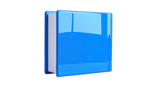 Glossy, closed, blue book with white edges, 3D render image