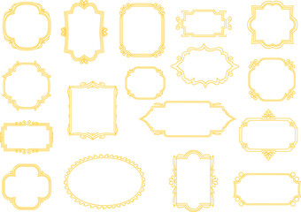 Ornate Gold Frame Icon Set – Stylized Decorative Borders with Flourishes, Scallops & Symmetrical Designs