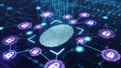 Advanced digital security system with biometric fingerprint and lock connections - Powered by Adobe