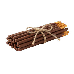 Stack Of Chocolate Covered Biscuit Sticks Tied With Twine On A Transparent Background