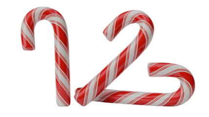 Classic Candy Canes Forming the Number Twelve for Festive Holiday Displays