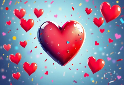 Playful heart illustration with confetti and sparkles,  confetti,  abstract - Powered by Adobe
