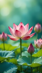 Obraz premium Serene Pink Lotus at Dawn