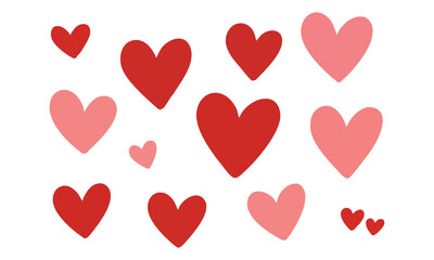 Collection of red and pink hearts