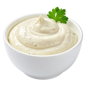 Creamy and spicy horseradish dip isolated on white background, a pungent sauce or condiment for roast beef, sandwiches, and vegetable platters