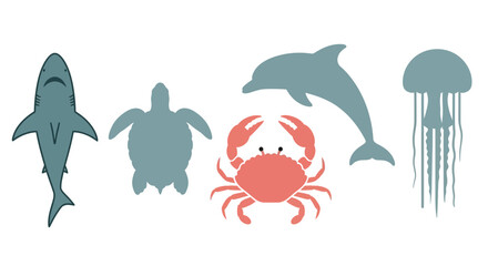 Ocean friends aquatic animals vector art for kids books and websites