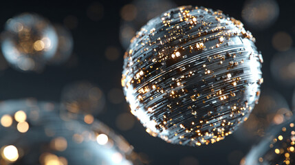 Streams of digital data forming a floating sphere, symbolizing technology, connectivity, information flow, digital networks, and futuristic abstract innovation.
