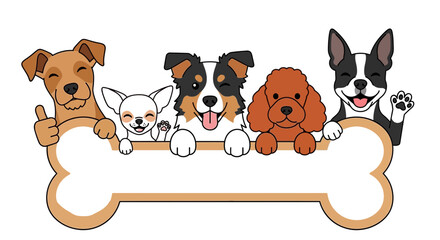 Happy dogs hold bone sign, perfect for pet ads and cheerful designs
