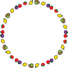 Boarder Line Simple Cartoon Fruits Collection for Design and Education