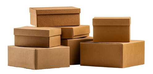 Cardboard box stack isolated on transparent background
