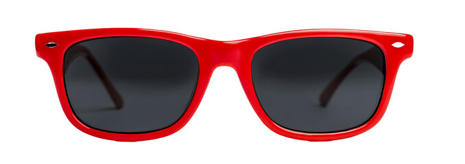 Red wayfarer glasses isolated on transparent background