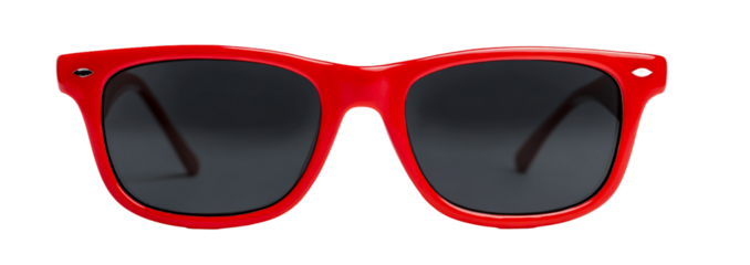 Red wayfarer glasses isolated on transparent background