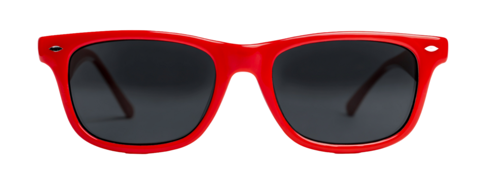 Red wayfarer glasses isolated on transparent background