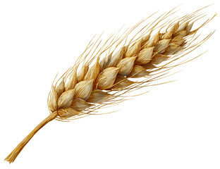 Golden wheat stalk isolated on transparent background