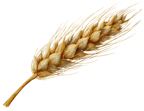 Golden wheat stalk isolated on transparent background