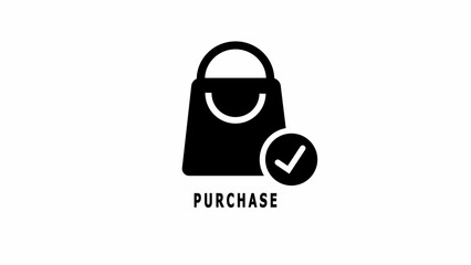 Bag with checkmark for online shopping success delivery or digital purchase illustration icon.