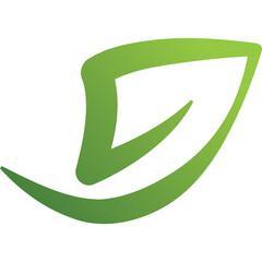 Abstract Green Leaf Symbol with Gradient Effect on Transparent Background Organic Eco Nature Concept