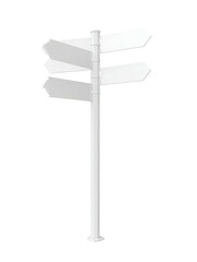 Directional sign with 3 blank arrow panels, pointing various ways