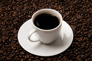 cup of coffee with beans