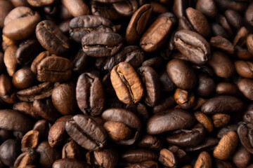 details of clustered coffee beans