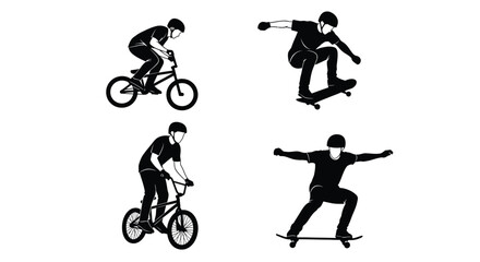 Fototapeta premium Bmx and skateboarding sports extreme activity vector illustration