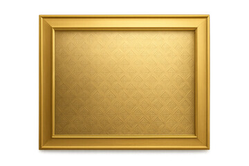 Fototapeta premium Golden empty frame with relief pattern inside, providing luxurious classic border on transparent background