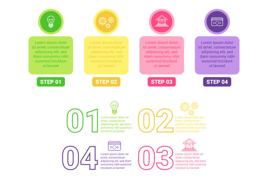 Infographic outlining step-by-step process for creating effective designs. Each step represented with icons and brief text, showing workflow clearly