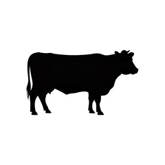 Stylized outline of a cow in a simple line art silhouette isolated on transparent background