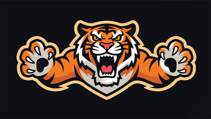 Angry Tiger Mascot Logo Illustrator Artwork Banner Background Design Template 