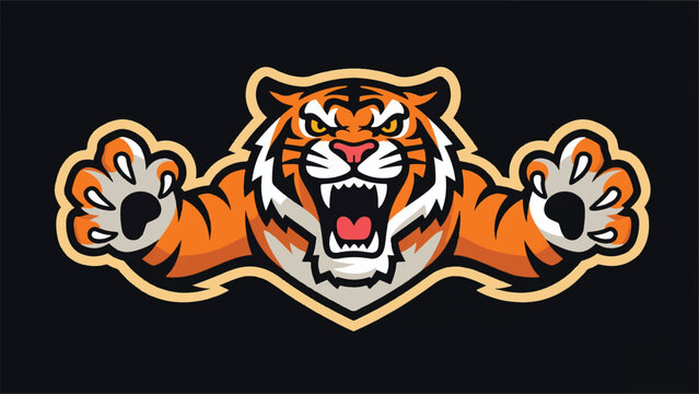 Angry Tiger Mascot Logo Illustrator Artwork Banner Background Design Template 