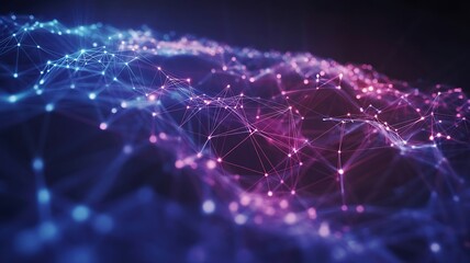 Abstract background with network connectivity structure in blue and purple colors concept for big data analysis