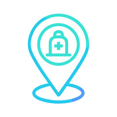 Medical location pin icon silhouette