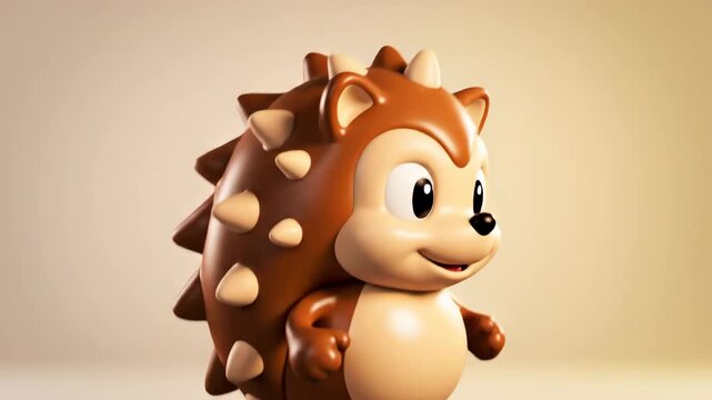 A delightful 3D rendering of a small, cute hedgehog character with a friendly expression