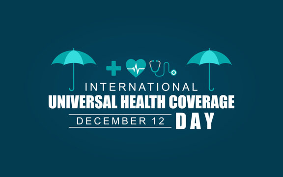 International Universal Health Coverage Day background with cross, umbrella, heart symbol and stethoscope. great for banners, poster cards and social media.