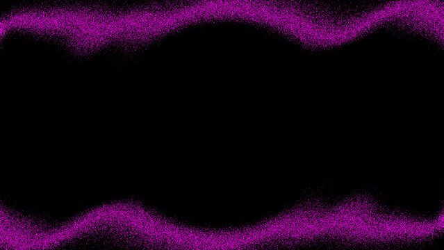 Vibrant purple dust particles swirl and dance across a stark black background creating a dynamic, abstract frame perfect for event invitations or digital design.