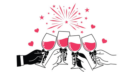 Celebrate with wine glasses cheers party event vector illustration