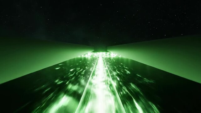 Two large, dark, geometric planes (cells) in a dark void, where a single, brilliant, emerald-green line of light (tight junction) "zips" shut between them.