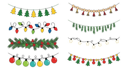 Christmas lights garland vector illustration festive decoration