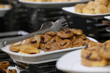 Delicious pastry assortment for breakfast buffet
